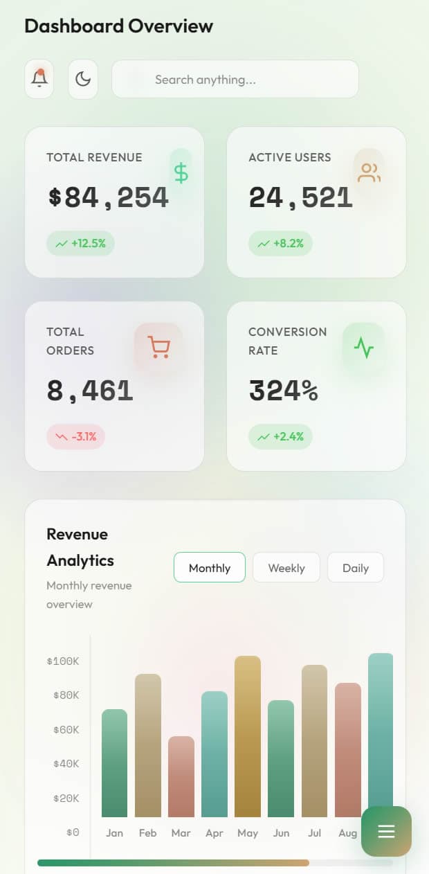 Techsonance mobile app screen showing the storefront overview.